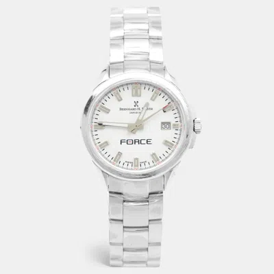 Pre-owned Bernhard H. Mayer Force Quantum 41701.623.1 White Dial Stainless Steel Women's Wristwatch 35 Mm In Silver