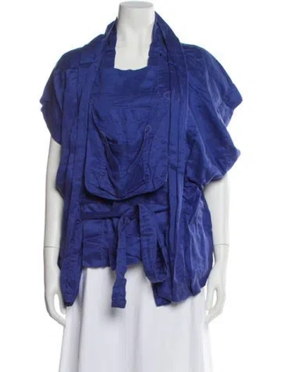 Pre-owned Bernhard Willhelm Linen Square Neckline Top In Blue