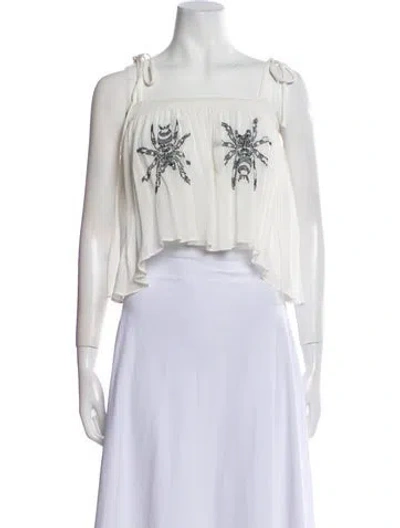 Pre-owned Bernhard Willhelm Printed Square Neckline Crop Top In White