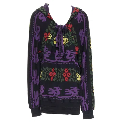 Pre-owned Bernhard Willhelm Rare  Vintage Multicolor Pixel Print Drawstring Neck Sweater L In Black