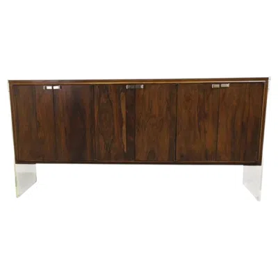 Pre-owned Bernhardt 1970s Rosewood Credenza Sideboard With Acrylic Plinth Sides By  Flair In Brown