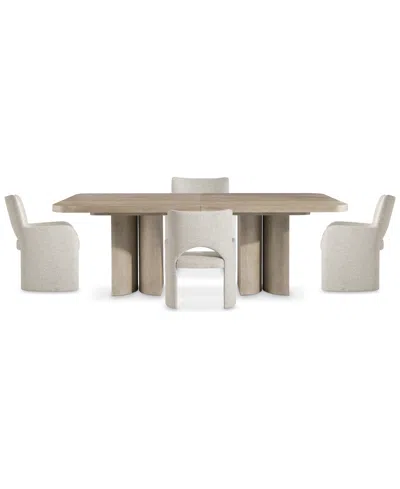 Bernhardt 5-pc. Wood Loggia Dining Set Rectangle Table And Upholstered Arm Chairs In Gray