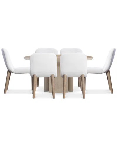 Bernhardt 7-pc. Wood Loggia Dining Set Round Table And Side Chairs In White