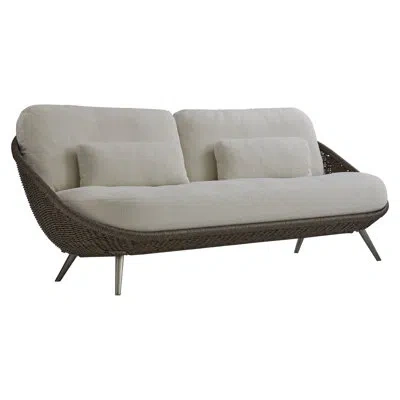 Bernhardt 85.75'' Powder Coated Aluminum Outdoor Patio Sofa In Cream
