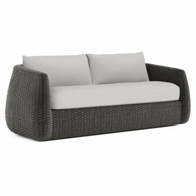 Bernhardt 88.25'' Powder Coated Aluminum Outdoor Patio Sofa In Beige