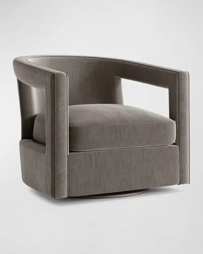 Bernhardt Alana Taupe Velvet Swivel Chair In Taupe  Velvet