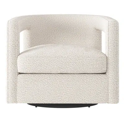 Bernhardt Alana Upholstered Swivel Barrel Chair In White,cream Boucle