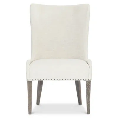 Bernhardt Albion Upholstered Side Chair In White In Pewter
