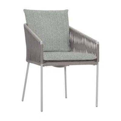 Bernhardt Almafi Patio Dining Armchair With Cushion In Light Grey,dark Grey Linen 6032-110