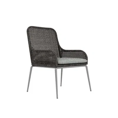 Bernhardt Antilles Patio Dining Armchair With Cushion In Light Grey,dark Grey Linen 6032-110