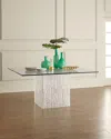 Bernhardt Arctic Square Dining Table In White/glass