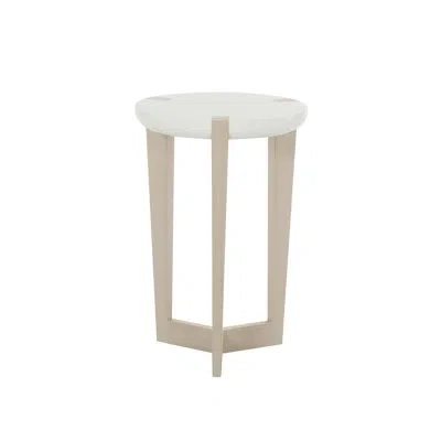 Bernhardt Axiom Cross Legs End Table In White Linen Plaster