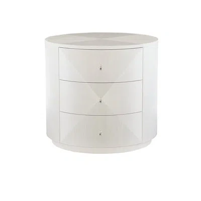 Bernhardt Axiom Drum 3 - Drawer End Table In Linear White
