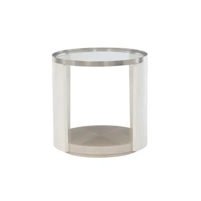 Bernhardt Axiom Glass Top Floor Shelf End Table With Storage In Clear,brushed Silver
