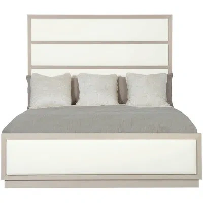 Bernhardt Axiom Low Profile Standard Bed In White;linear White;linear Gray