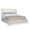 Bernhardt Axiom Upholstered Panel Bed With Wooden Footboard And Side Rails In Gray