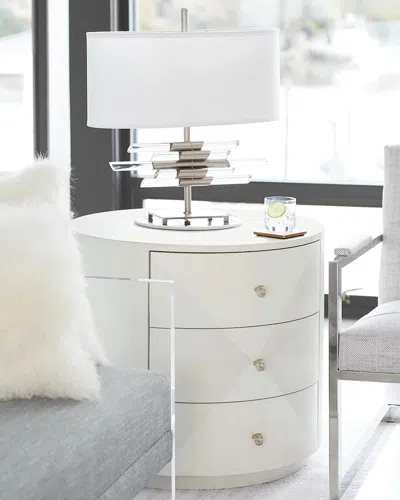 Bernhardt Axiom Round 3-drawer Side Table In White