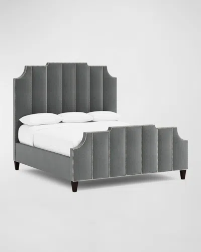 Bernhardt Bayonne Channel-tufted King Bed In Grey/blue
