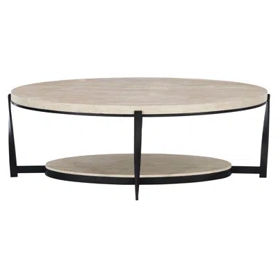 Bernhardt Berkshire Frame 1 Coffee Table With Storage In Beige,aged Pewter