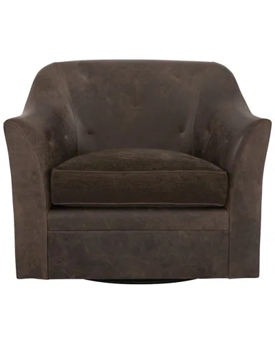 Bernhardt Brixton Leather Swivel Chair In Brown