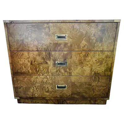 Pre-owned Bernhardt Burlwood Campaign Chest, Nightstand Or End Table In Brown