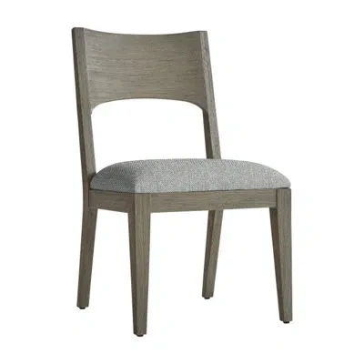 Bernhardt Calais Patio Dining Side Chair With Cushion In Light Grey,dark Grey Linen 6032-110