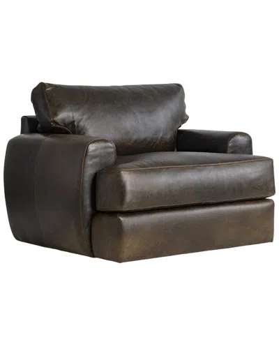 Bernhardt Cameron Leather Swivel Chair In Brown