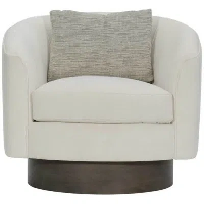 Bernhardt Camino Leather Swivel Barrel Chair In Light Grey Leather 202-010