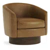 Bernhardt Camino Leather Swivel Chair In Cognac Leather - L/java  Finish
