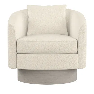 Bernhardt Camino Wood Base Swivel Chair In White
