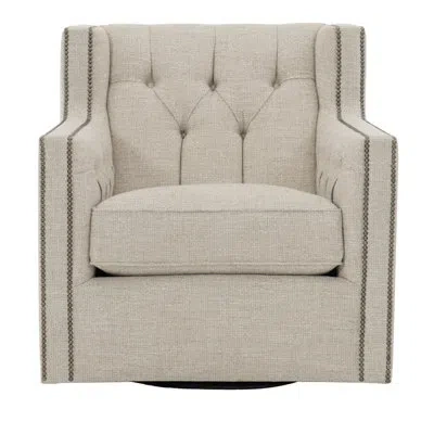 Bernhardt Candace 33.5" Wide Tufted Polyester Swivel Down Cushion Wingback Chair In Gray