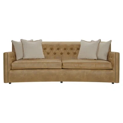Bernhardt Candace 96" Genuine Leather Square Arm Sofa In Brown
