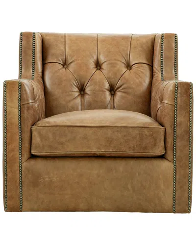 Bernhardt Candace Leather Swivel Chair In Brown