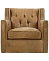 Bernhardt Candace Leather Swivel Chair In Brown