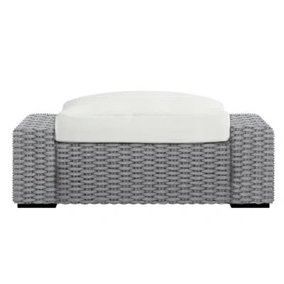 Bernhardt Capri Outdoor Ottoman With Cushion In Cream Linen 6025-002