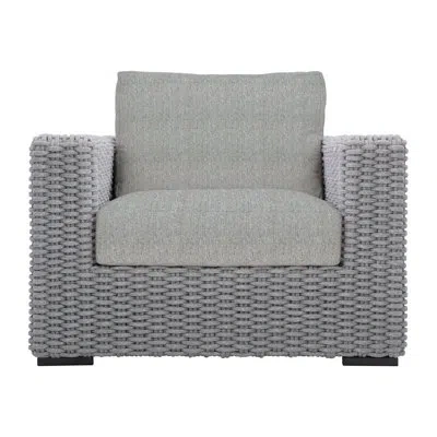 Bernhardt Capri Patio Chair With Cushions In Light Grey,dark Grey Linen 6032-110