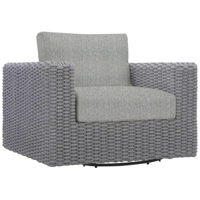 Bernhardt Capri Swivel Patio Chair With Cushions In Light Grey,dark Grey Linen 6032-110