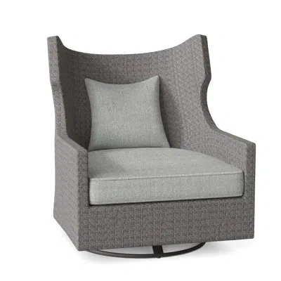 Bernhardt Captiva Swivel Patio Chair With Cushions In Light Grey,dark Grey Linen 6032-110