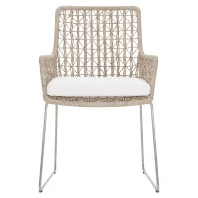 Bernhardt Carmel Outdoor Arm Chair With Seat Pad - Quick Ship In Silver