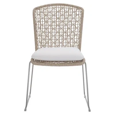 Bernhardt Carmel Outdoor Dining Side Chair With Cushion In Hazelnut