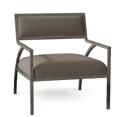 Bernhardt Cohen 29" Wide Genuine Leather Armchair In Light Grey Leather 202-010