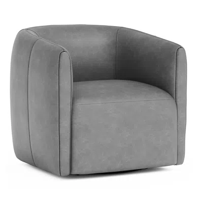 Bernhardt Connell Swivel Chair, In Leather In Dark Grey Leather -