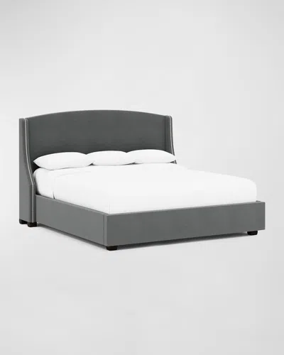 Bernhardt Cooper Queen Wing Bed In Grey/blue