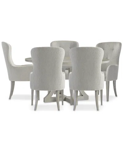Bernhardt Cornelia 6-pc. Dining Set (round Table & 5 Tufted Arm Chairs) In Transparent
