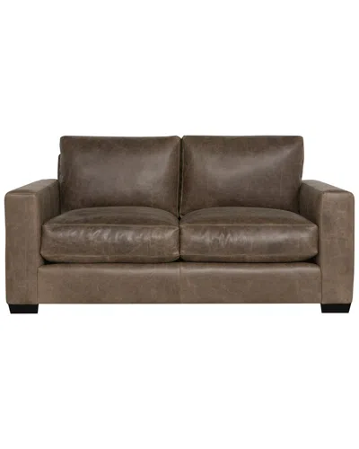 Bernhardt Dawkins Leather Loveseat In Brown