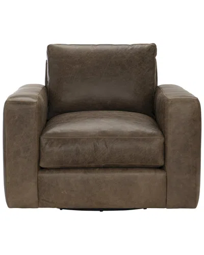 Bernhardt Dawkins Leather Swivel Chair In Brown