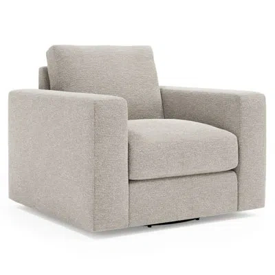 Bernhardt Drew Fabric Swivel Chair In Beige;tan