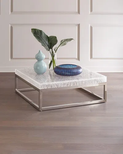 Bernhardt Elsa Arctic Square Coffee Table In Stainless Steel