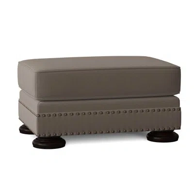 Bernhardt Foster 32" Genuine Leather Rectangle Standard Ottoman In Light Grey Leather 202-010