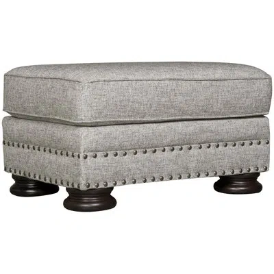 Bernhardt Foster 32" Rectangle Standard Ottoman In Light Grey Polyester,brandy